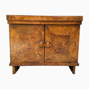 French Brutalist Burl Wood Cabinet, 1970s
