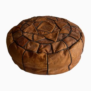 Ägyptischer Sitzpuff oder Ottomane aus Leder