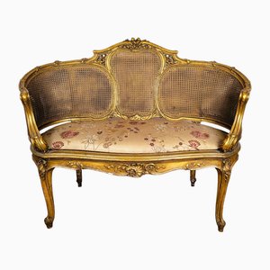 Louis XV Style Golden Basket Bench, Late 19th Century