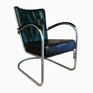 Modell 412 Stuhl aus Leder von Willem Hendrik Gispen für Gispen