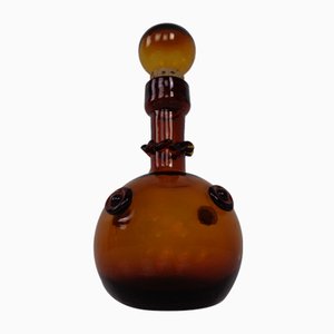 Italienische Karaffe aus bernsteinfarbenen Glas mit Stopfen, 1960er