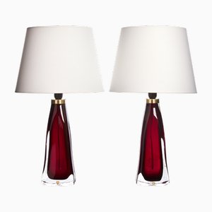 Mid-Century Glas Tischlampen von Carl Fagerlund für Orrefors, Schweden, 1960er, 2er Set