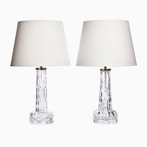 Lámparas de mesa de vidrio de Carl Fagerlund para Orrefors, años 60. Juego de 2