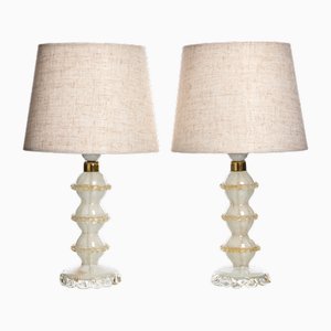 Mid-Century Tischlampen aus Muranoglas & 24 Karat Gold, 1960er, 2er Set