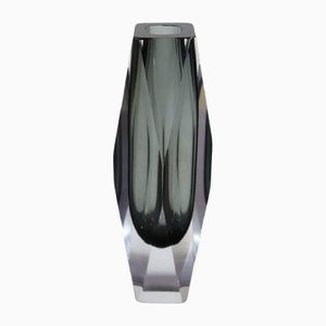 Art Glass Smoked Grey Vase attributed to Flavio Poli for A. Mandruzzato, 1960s