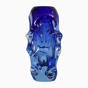 Blaue Kunstglasvase aus mundgeblasenem Glas Börne Augustsson zugeschrieben, 1940er