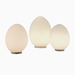 Space Age Glass Egg Table Lamps from Vianne, France, 1970s, Set of 3