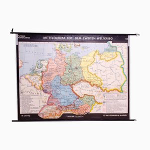 Vintage German School Map of Central Europe, 1961