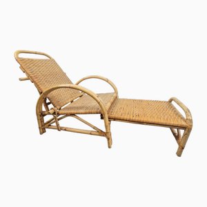 Vintage Extendable Deck Chair in Rattan, 1960