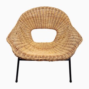 Vintage Rattan Chair with Tube Frame by Dirk Van Sliedregt for Gebroeders Jonkers, 1960s