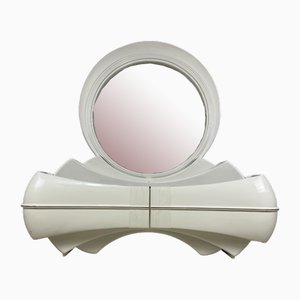 Commode Style Space Age avec Miroir Rétroéclairé en Bois et Fibre de Verre de DBM, 1960s