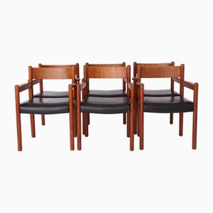 Dänische Vintage Teak Armlehnstühle, 1960er, 6er Set