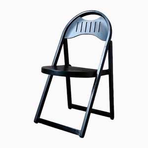 Tric Folding Chair in Black Wood by Achille Castiglioni, 1970s