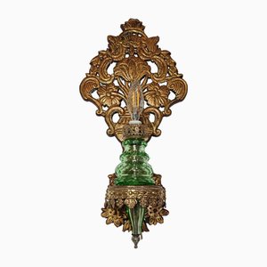 Spanish Wood and Brass Wall Light, 1930s