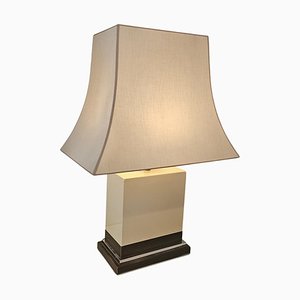 Ivory White Table Lamp attributed to Jean Claude Mahey, 1975