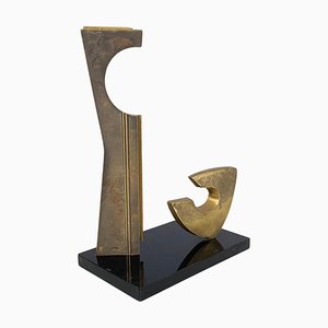 Italian Artist, Brutalist Style Sculpture, 1982, Brass
