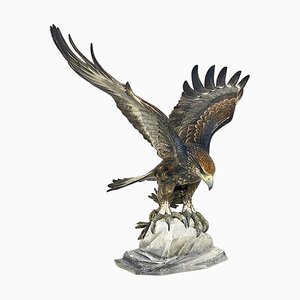 Sculpture Aigle en Porcelaine Polychrome par Fritz Heidenreich, Allemagne, 1930s