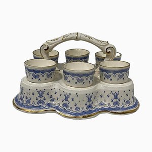 Egg Cups in Stand by Franz Anton Mehlem, 1890, Set of 7