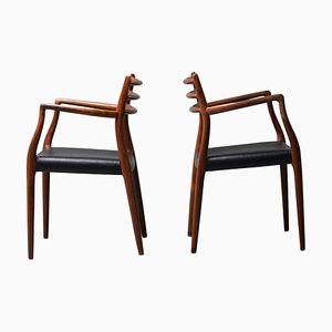 Esszimmerstühle Modell 62 aus Palisander & Leder von Niels Otto Møller, Dänemark, 1960er, 2er Set