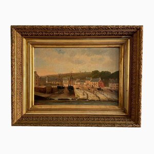 F. Lemoine, Le Port de Nantes, Fin 19e Siècle, Huile sur Toile, Encadrée