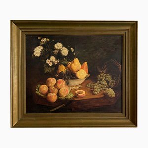 After Fantin Latour, Stillleben mit Blumen und Früchten, Öl auf Leinwand, 1900, gerahmt