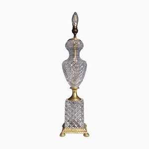 Empire Style Lamp Base in Cut Crystal and Bronze
