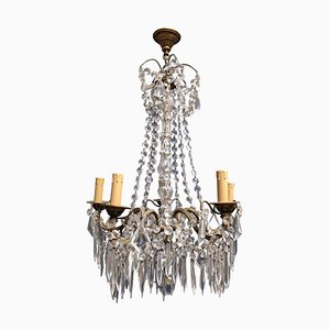 Chandelier in Bronze and Glass with Tassels