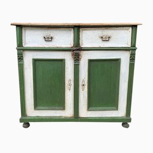 Antique German Style Green-White Painted Cabinet