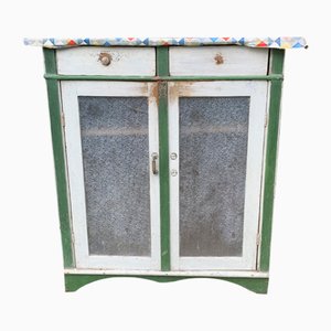 Antique German Style Green-White Painted Cabinet