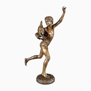 A. Falguière, Gewinner im Hahnenkampf, Ende 19. Jh., Bronze