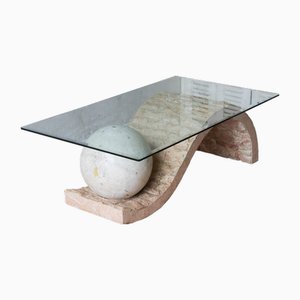 Postmodern Mactan Stone Geometric Coffee Table by Magnusen Ponte, 1980s