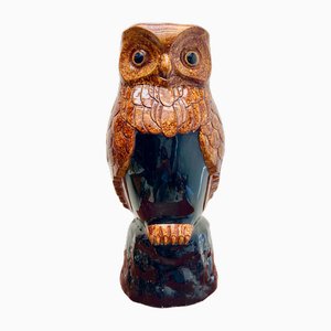 French Fat Lava Ceramic Owl Umbrella Stand, 1970s
