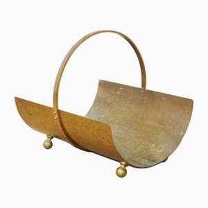 Support Vintage en Laiton et Bois, Italie, 1970s