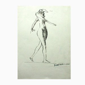 Giuseppe Del Debbio, Nude, Ink Drawing on Paper, 1995