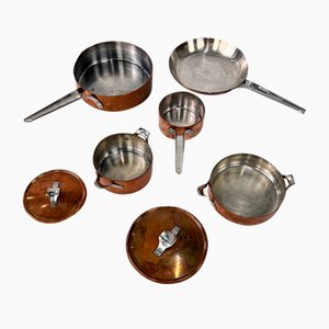 Poêles Taverna en Cuivre par Henning Koppel pour George Jensen, 1960s, Set de 5