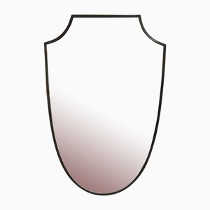 Miroir Bouclier en Laiton Patiné, Italie, 1950s