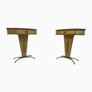 Italian Parchment Bedside Tables or Nightstands, 1950s, Set of 2
