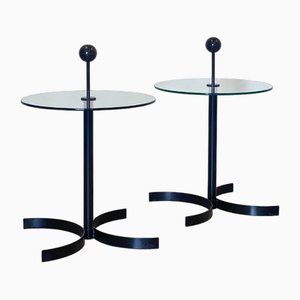 Vintage Metal and Glass Coffee Tables, 1980s, Set of 2
