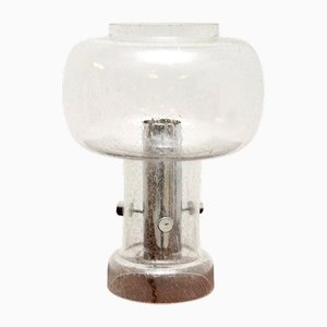 Französische Vintage Glas & Chrom Tischlampe, 1970