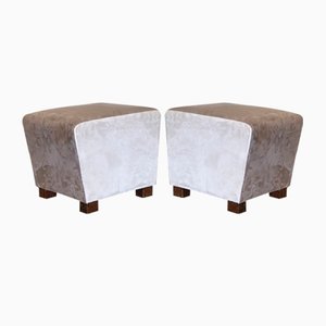 Set of Vintage Velvet Stools, 1940s