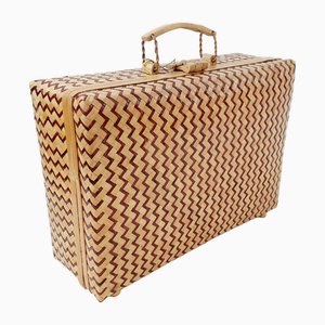 Vintage Chinese Wicker Suitcase, 1970s