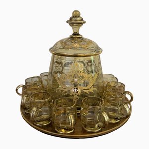Set de Bols à Punch Anciens en Verre de Bohême, 1900, Set de 12