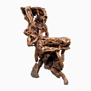 Large Japanese Burl Root Wood Plant Stand, 1920s