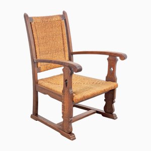 Fauteuil Brutaliste Vintage Rush en Chêne, 1950s