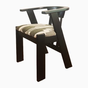 Stühle im Brutalistischen Stil aus Schwarz Lackierter Eiche & Bouclé, 1970er, 2er Set