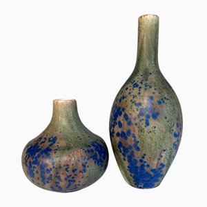 Vases Bouteille Studio Ceramic Art en Grès Vernis par Rolf Weber, 1960s, Set de 2