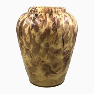 Large Antique Overlaid Glass Vase in Marble Look