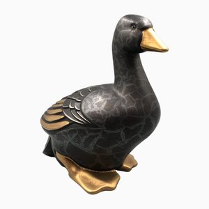 Lastra Portugal Gans aus schwarzer Guild Keramik, 1980er