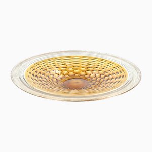 Große goldene bernsteinfarbene Glasschale