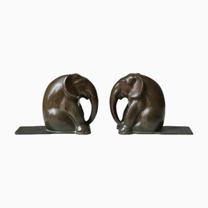 Art Deco Elephant Bookends by Just Andersen, 1930s, Set of 2